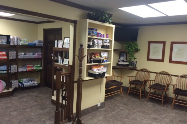 Waiting area and in-clinic pet store